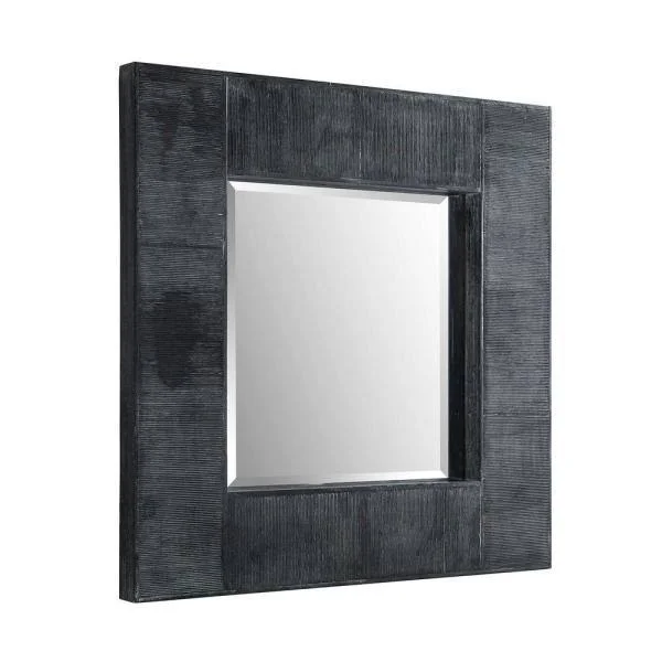 Walker Edison Furniture Company 32 in. Transitional Modern Farmhouse Urban Industrial Square Textured Wood Wall Mirror