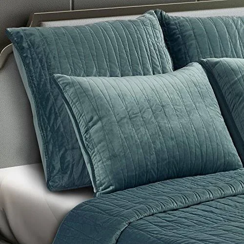 Velvet Quilt Set by Brielle Seafoam, Size King
