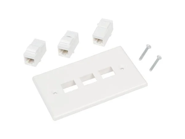 Buyer&s Point 3 Port Cat6 Wall PLATE, Female-Female with Single Gang Low Voltage Mounting Bracket Device Pack of 5 White 3 Port