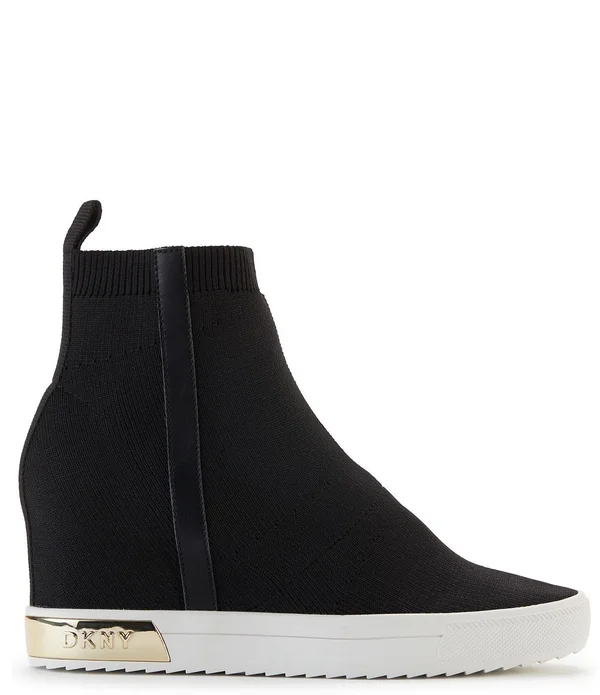 Dkny Cali Logo Wedge Sneaker Booties - 8M