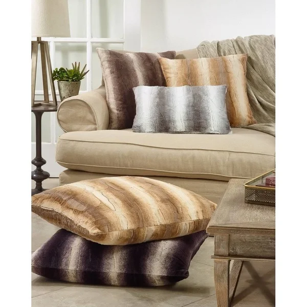Saro Lifestyle Faux Fur Decorative Poly Filled Throw Pillow Grey 20 inchx20 inch Feather Down, Size: 20 x 20, Gray