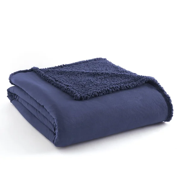 Micro Flannel REVERSE to Sherpa Blanket, Full/Queen, Greystone