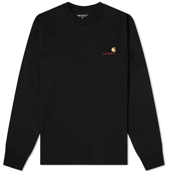Carhartt WIP Long Sleeve American Script Tee Black - Black - X-Large - 100% Cotton - Men's
