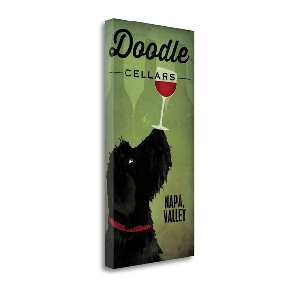 Tangletown Fine Art Doodle Wine II Black Dog by Ryan Fowler Giclee Print on Gallery Wrap Canvas - 20x22 x 39x22 - Multi