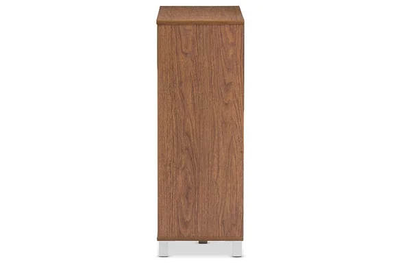 Baxton Studio Shirley 2 Door Shoes Cabinet with Open Shelves - Walnut Brown