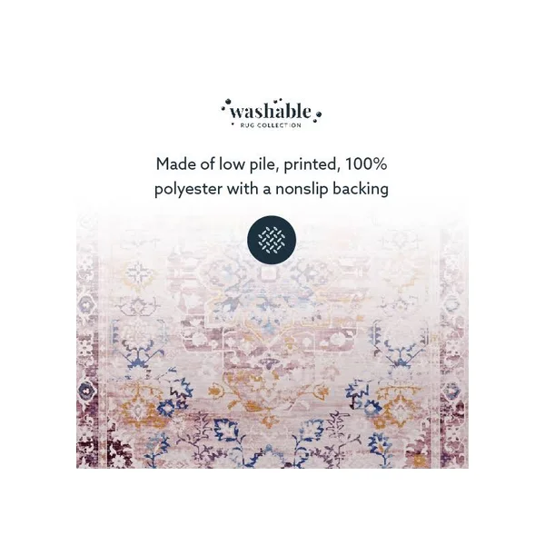 Linon Washable Merit Polyester 2'x8' Rug in Ivory - CYMX2307