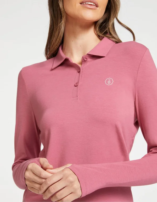 Long Sleeve Sun Protective Polo Shirt for Women UPF50+ - Sun Shirt Black