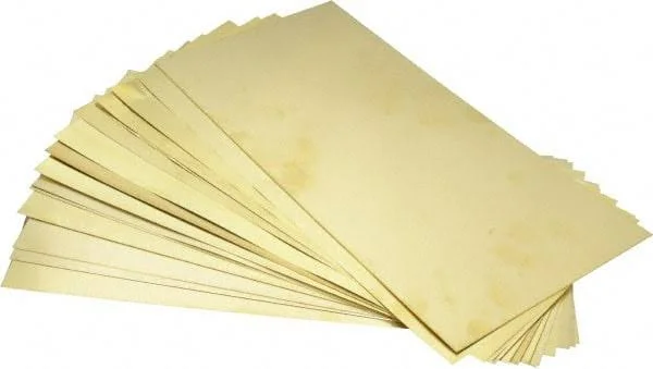 Made in USA 15 Piece - 0.001 to 0.031 inch Thickness, Brass Shim Stock Sheet Assortment - 12 inch Long x 6 inch Wide, Part #2015
