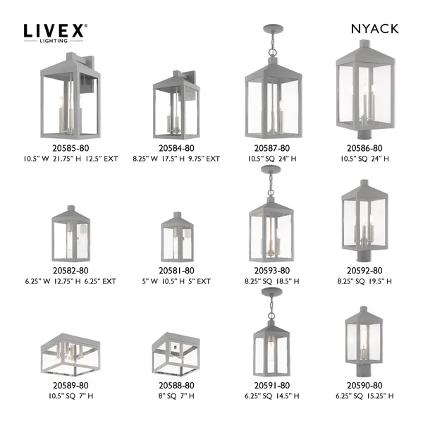 Livex Lighting Nyack Outdoor Pendant Lantern Nordic Gray 3 Light 20593-80