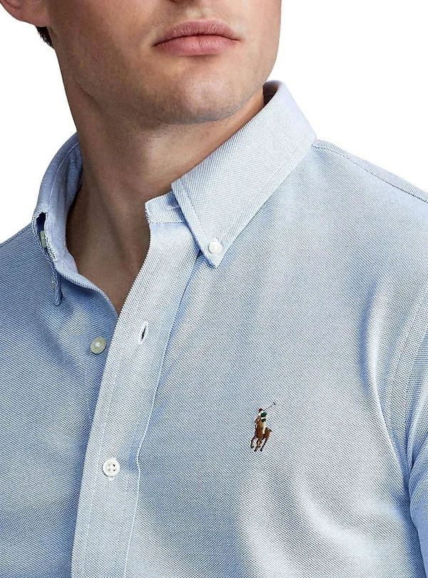 Polo Ralph Lauren Button Down Oxford Pique Shirt Harbour Island Blue