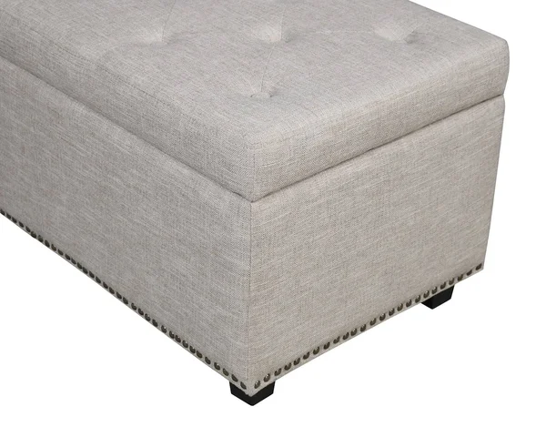 Simpli Home Hamilton Linen Look Storage Ottoman - Natural