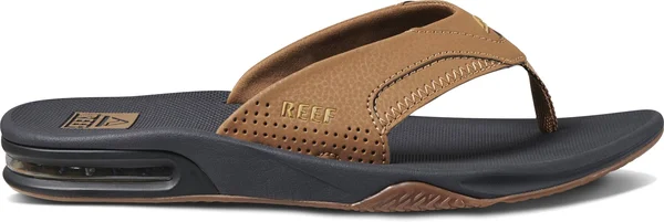 Mens and Womens Reef Grey Khaki Fanning Flip Flops Size 10 UK