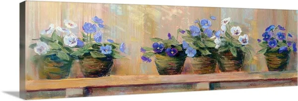 Violets in Pots, Canvas Wall Art, 48x16, Great Big Canvas