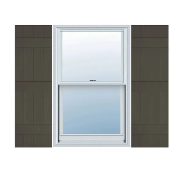 14 inchw x 94 inchh Lifetime Vinyl - Custom Four Board Joined (3 Batten), Board-n-Batten Shutters, Musket Brown