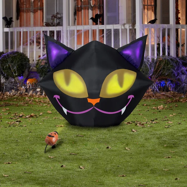Gemmy Industries Yard Inflatables Smiling Cat with Eyes 4 ft