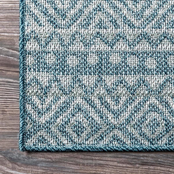nuLOOM Hana Striped Geometric Outdoor Gray 5 ft. x 8 ft. Area Rug