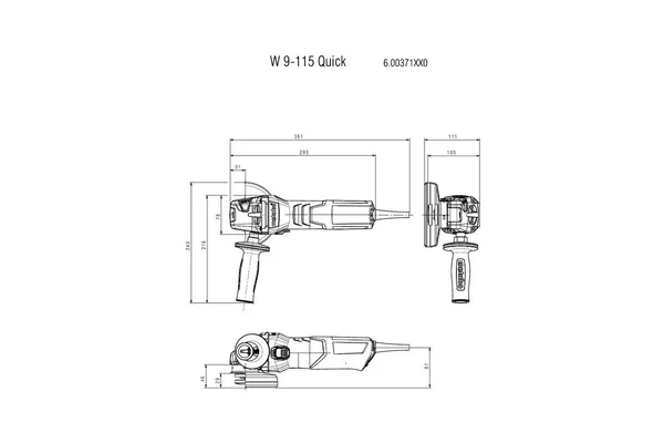 Metabo 4.5x22 Angle Grinder - 10 - 500 RPM - 8.5 Amp w/Lock-on