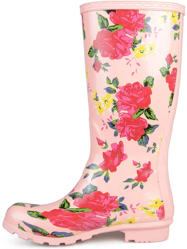 Journee Collection Women's Mist Mid Calf Rain Boot - Dot Rubber