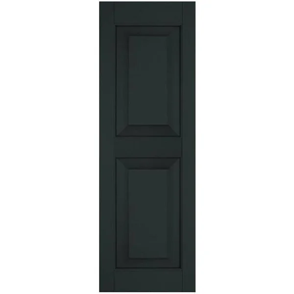 Ekena Millwork 15 in. x 60 in. Exterior Real Wood Pine Raised Panel Shutters Pair Dark Green