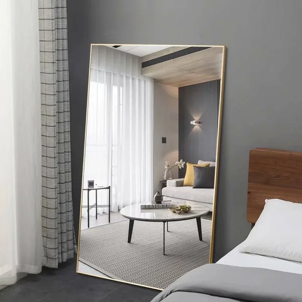 Aluminum Alloy 32x22 Round Wall Mirror in Black