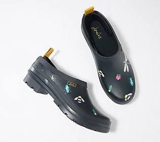 Joules Pop Ons Womens Wellington Boots - Black Bugs
