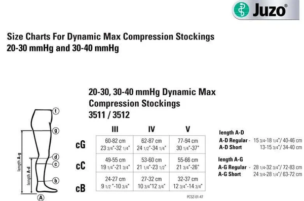 Juzo Dynamic Max Knee High 30-40mmHg - Black - Size V - 3512MXAD5SBSH10 V