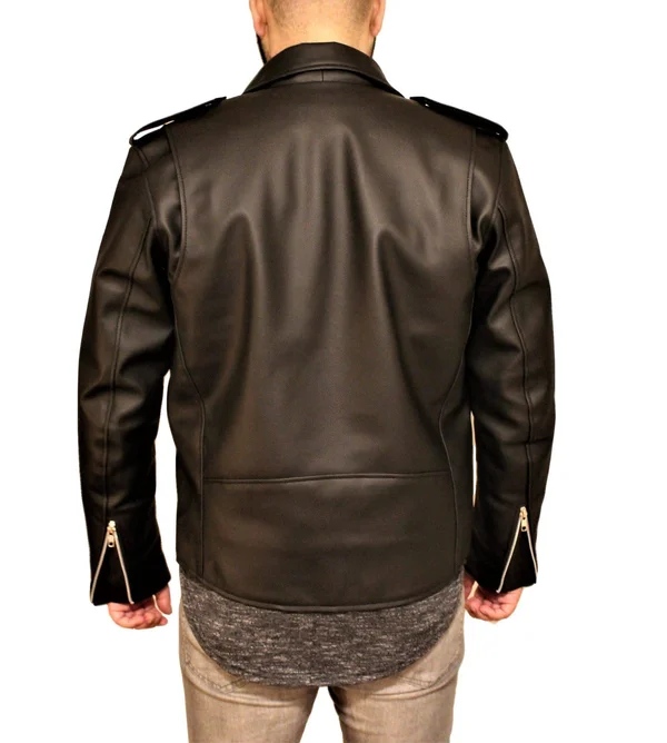 Men's Vegan Black Motorcycle Style Faux Leather Jacket - S, Black