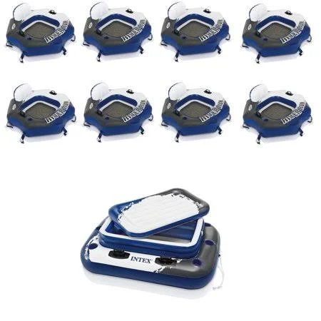 Intex Inflatable River Run Float (8 Pack) & Intex Inflatable Mega Chill Cooler, White