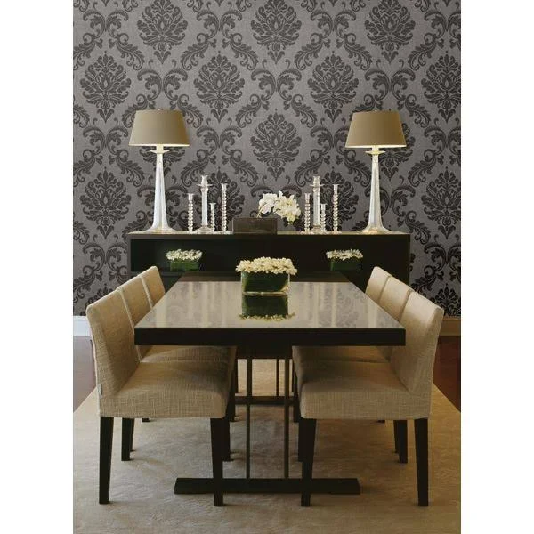 Sebastion Grey Damask Wallpaper