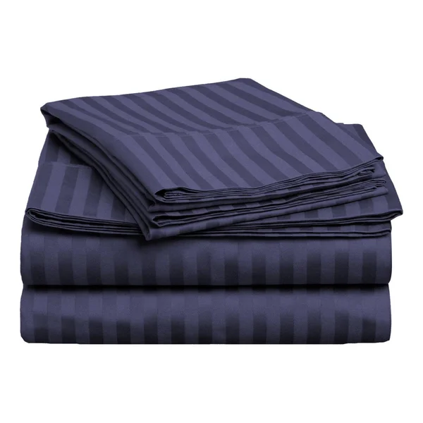 Superior 400 Thread Count Deep Pocket Stripe Cotton Sateen Sheet Set - Full/White