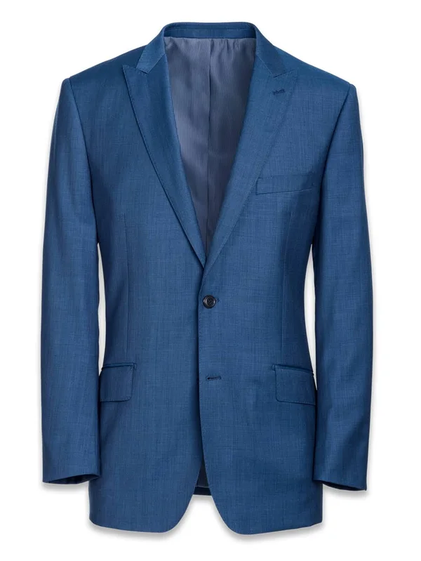 Men's Suit - Classic Fit in Solid Slate Blue Sharkskin - Paul Fredrick