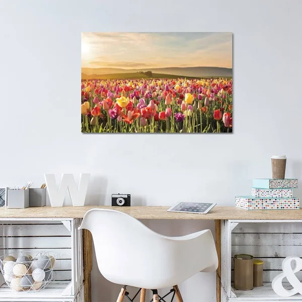 Karen Burke Canvas Prints - Tulip Field Sunrise ( Floral & Botanical > Flowers > Tulips art)