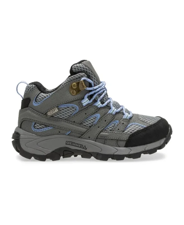 Merrell Kid's Moab 2 Mid Waterproof Boot, Size: 1, Grey/Periwinkle