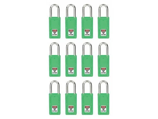 Master Lock 411KAS12GRN Lockout Padlock - KA, Green, 3x22H, PK12
