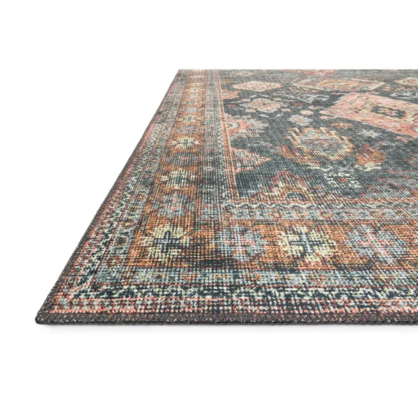 Alexander Home Leanne Traditional Distressed Printed Area Rug - 2& x 5& - Sea/ Rust