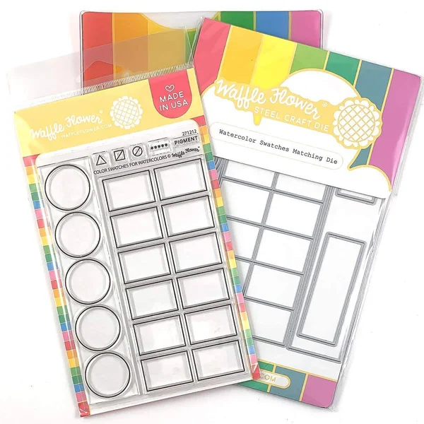 Waffle Flower Stamp & Die Set Watercolor Swatches