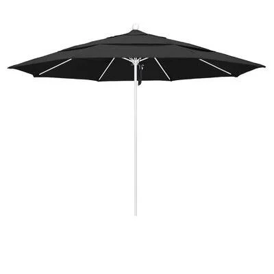 California Umbrella 11' Market Umbrella Fabric: Pacifica Black - Frame Finish: Matted White