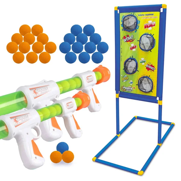 KOVEBBLE Shooting Target with 2pk Foam Ball Popper - Target Stand Toy Foam Blaster for Kids, Shooting Games Set, Girl Boy Toys Gi