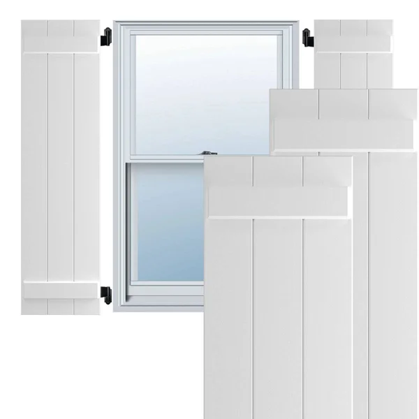 Ekena Millwork CWB12X069WHC 12x22W x 69x22H Exterior Three Board (2 Batten) Composite Board-n-Batten Shutters (Per Pair), White