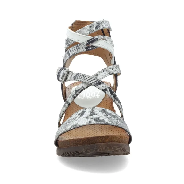 Miz Mooz Shay Women's Wedge Sandal White Snake Size 39
