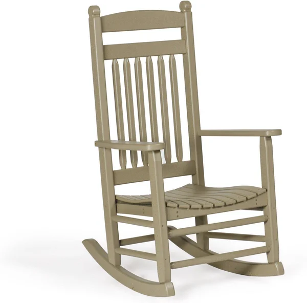 Leisure Lawns Amish Made Poly Lumbar Porch Rocker Model #84 - LL Rustic Nutmeg