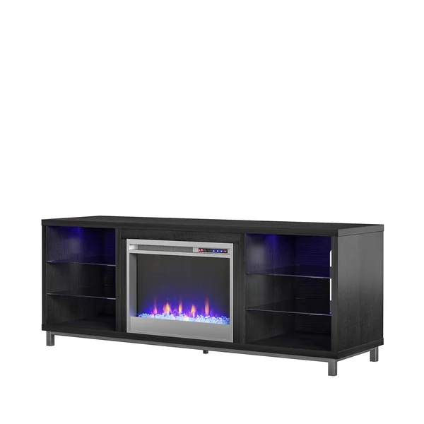 Ameriwood Home Lumina Fireplace TV Stand for TVs Up to 70x22 Wide - Black