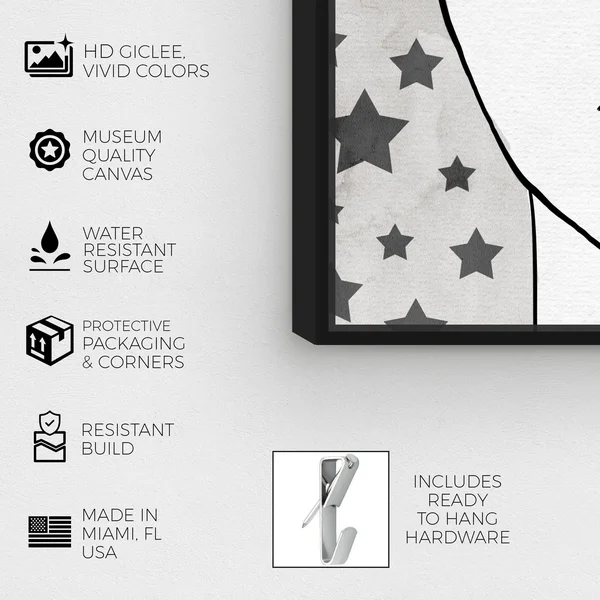 Oliver Gal 'Sequins Shades and Stars' Fashion and Glam Wall Art Framed Canvas Print Accessories - White - Red - 30 x 30 - Black