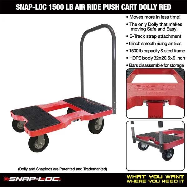 Snap-Loc 1500 lb All-Terrain Professional E-Track Push Cart Dolly Red, 32" x 20