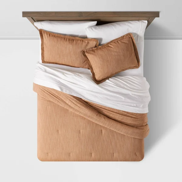 Twin/Twin XL Chambray Family-friendly Comforter & Sham Set Tweed Brown - Threshold