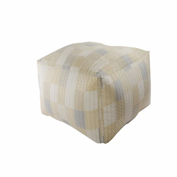 LR Home Neutral Kantha Pouf