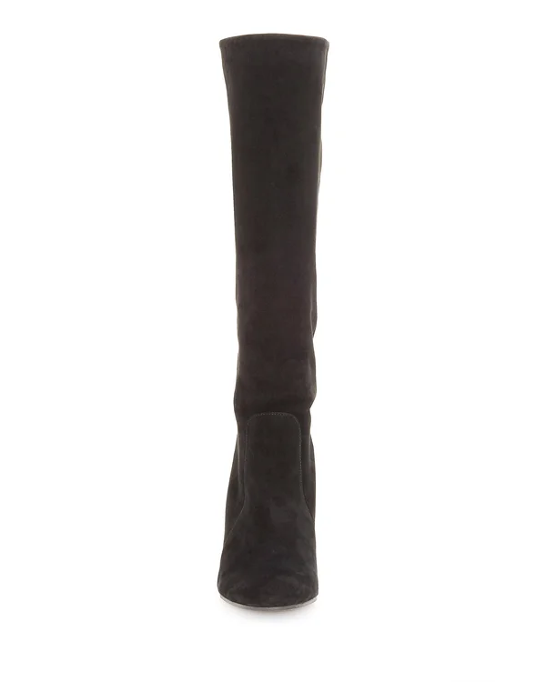 Vince Camuto Womens Sessily Slouchy Chunky Heel Suede Boot Black (7.5 - Black)