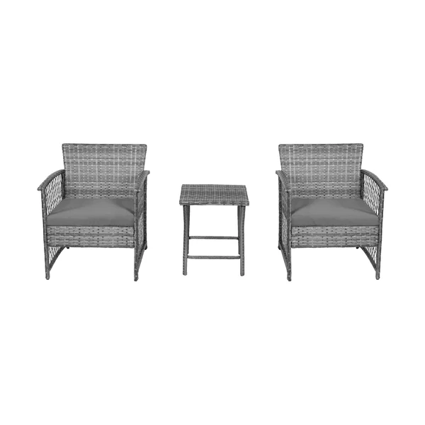 3-Piece Outdoor Patio Seating Conversation Set - Black - Beige