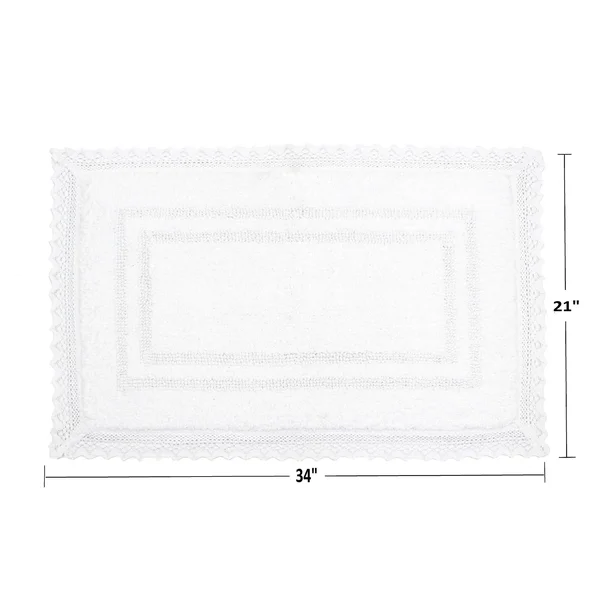 Home Weavers Opulent Bathmat Collection - Absorbent Cotton Soft Reversible Bath Rug, Machine Washable - 24x22x40x22 - Ivory
