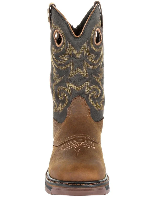 Georgia Men's Carbo-Tec LT Waterproof Pull-On Work Boot Black & Brown